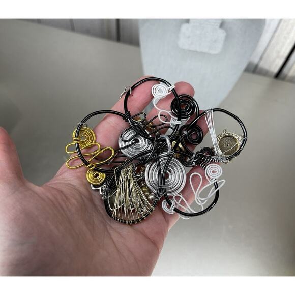 Vintage Bumble Bee Gemstone Statement Wire Wrap Handmade Necklace Rhinestone - Picture 5 of 5